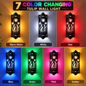 7 Color Changing Tulip LED Wall Light Black Decorative Flower Lamp